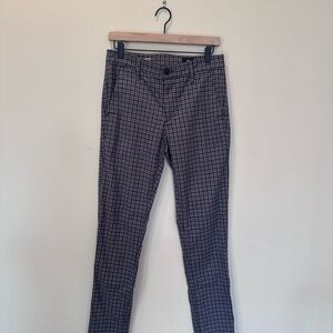 Ag Adriano Goldschmied Slim Plaid Men’s Chinos in Gray and Black